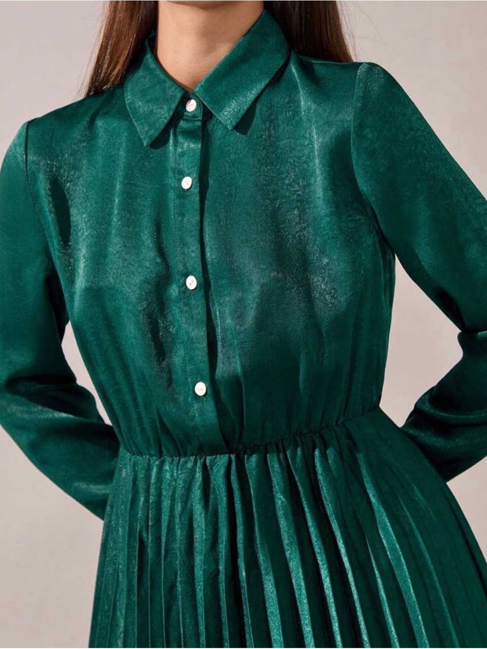 SHEIN Teal Button-Front Pleated Maxi Dress - Picture 3 of 7
